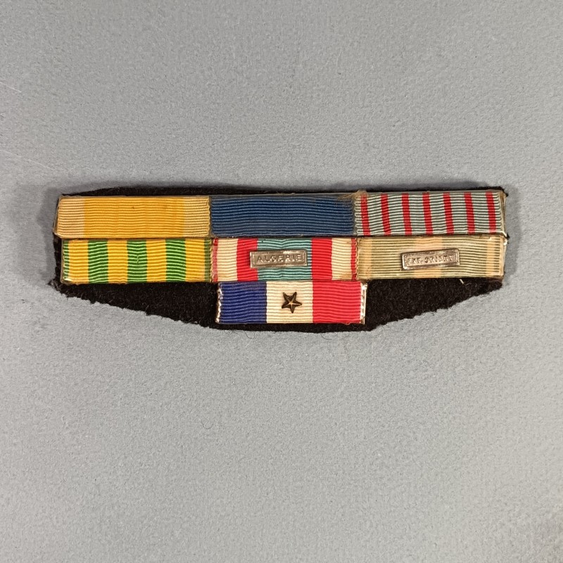 BARRETTE DE RAPPEL D'UN PLACARD DE 7 MEDAILLES D'UN ANCIEN SOUS OFFICIER ONM INDO ALGERIE ET POLICE